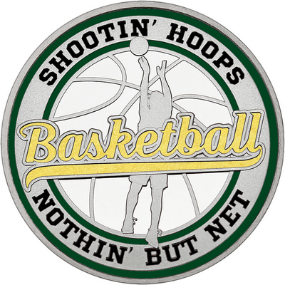Gold "Basketball" with Dark Green Outer Circular Borders